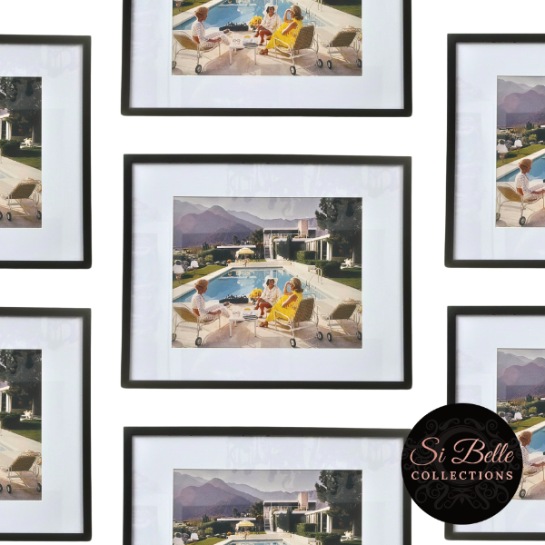 70’s Art Deco Retro Ink Canvas Framed Print repeated on wall