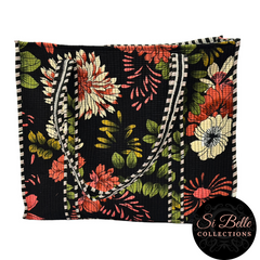Black Flower Designer Carry-All Tote Bag