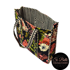 Black Flower Designer Carry-All Tote Bag