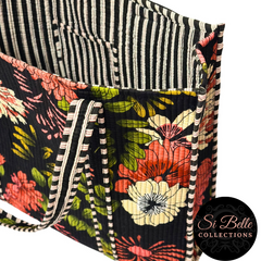 Black Flower Designer Carry-All Tote Bag