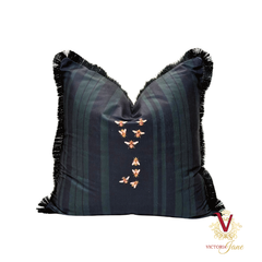 Black Queen Bee Society Velvet Cushion Cover back chopped