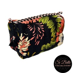 Black Flower Pouch Bag Set
