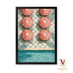 Cabana Lines Framed Art black