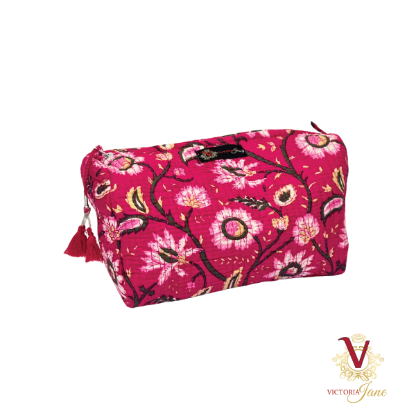 Cerise Floral Pouch Bag Set