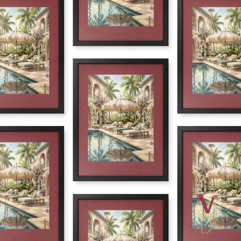 Courtyard Club Framed Art black repeated