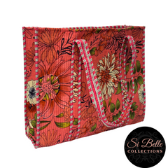 Dark Peach Flower Tote Pouch Set – Matching Duo