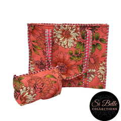 Dark Peach Flower Pouch Bag Set