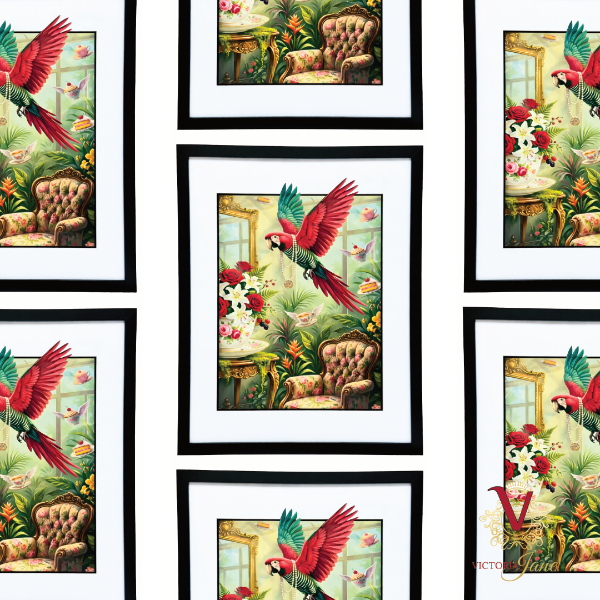 Flamingos Uninvited Guest Large Framed Art repeated