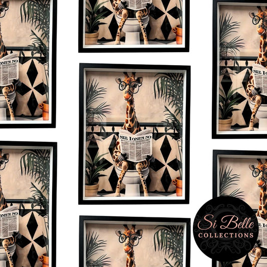 Giraffe Checkered Framed Art