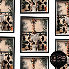 Giraffe Checkered Framed Art