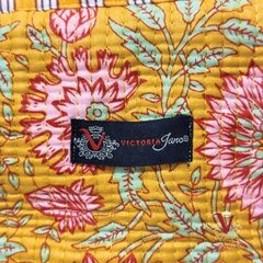 Gold Floral Zipped Designer Carry All Tote Bag close up