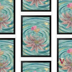 Golden Ripple Framed Art black repeated