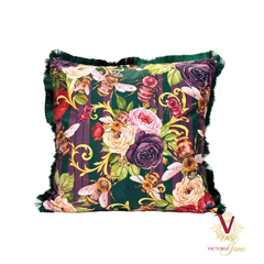 Green Queen Bee Society Velvet Cushion Cover front