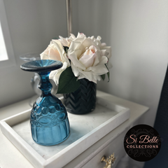 si belle collections Luxury Marble Tray glass and flowers