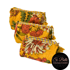Mustard Flower Tote Pouch Set – Matching Duo