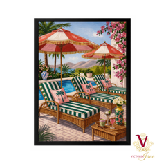 Palm Lounge Framed Art black