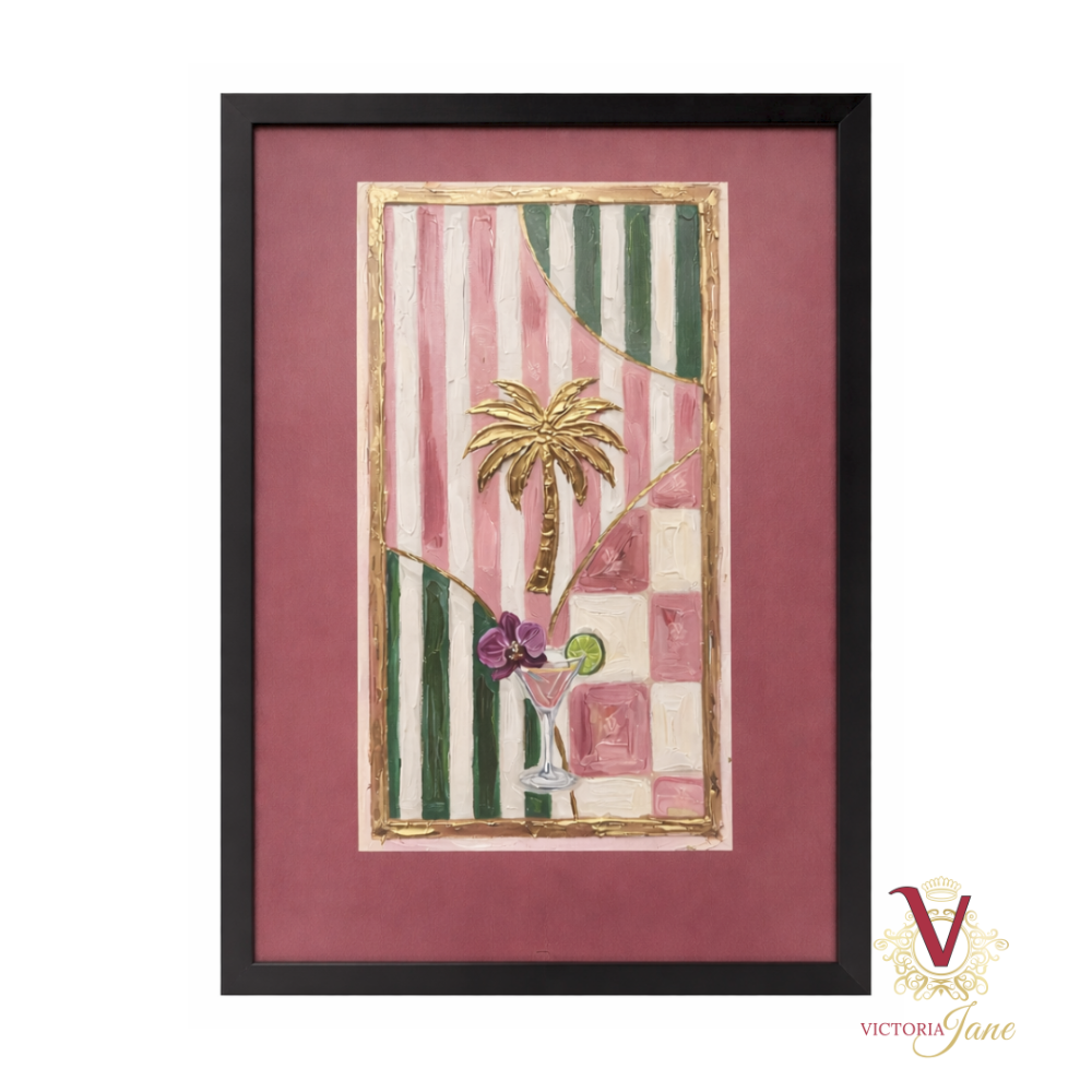 Palm Stripe Framed Art black