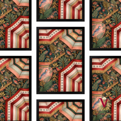 Parasol Play Framed Art black repeated
