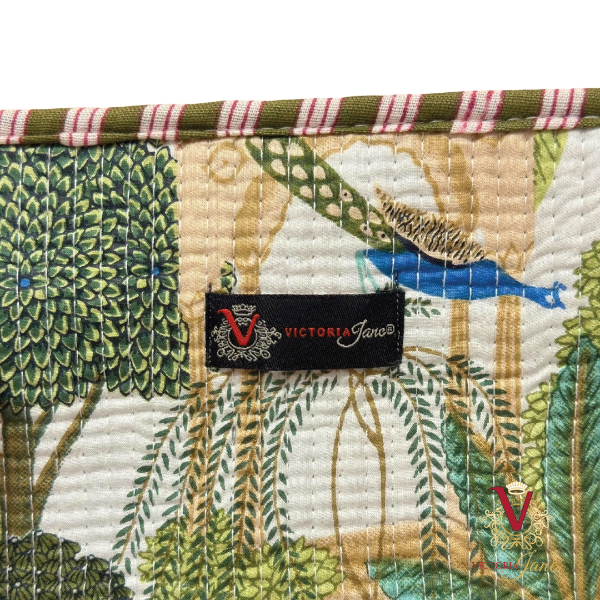 Green Peacock Jungle Zipped Designer Carry All Tote Bag close up