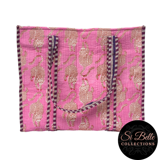 Pink Tiger Designer Carry All Tote Bag