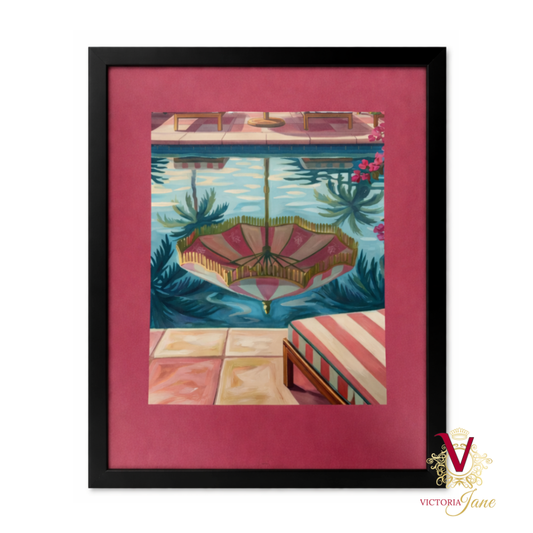 Poolside Reflections Framed Art black