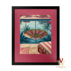 Poolside Reflections Framed Art black