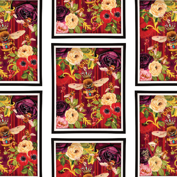 Maroon Queen Bee Society Framed Art repeated