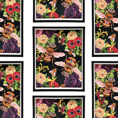 Black Queen Bee Society Framed Art repeated