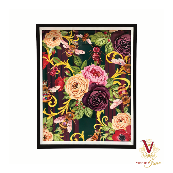 Green Queen Bee Society Framed Art