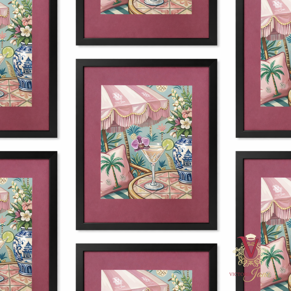 Spritz Hour Framed Art black repeated
