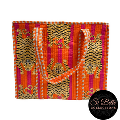 Tibetan Tiger Orange Designer Carry All Tote Bag