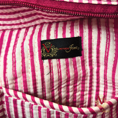 Tibetan Tiger Pink Zipped Designer Carry All Tote Bag close up logo