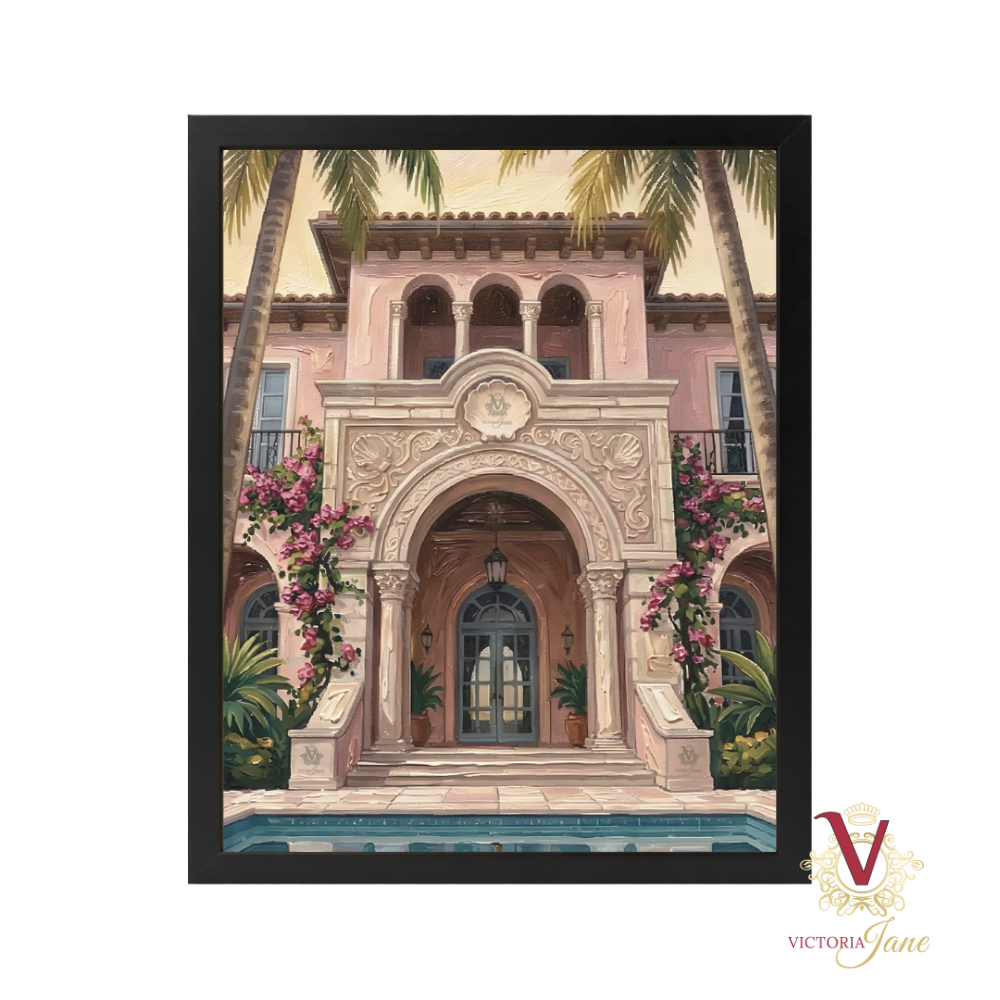 Villa Rosa Framed Art black