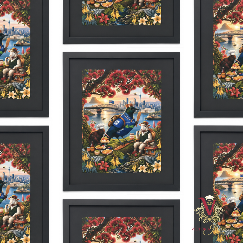 Auckland Kiwiana Framed Art repeated