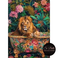 Bathtub Lion Framed Art detailed