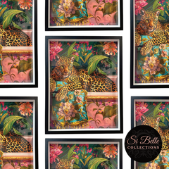 Bathtub Leopard Framed Art repeated on wall