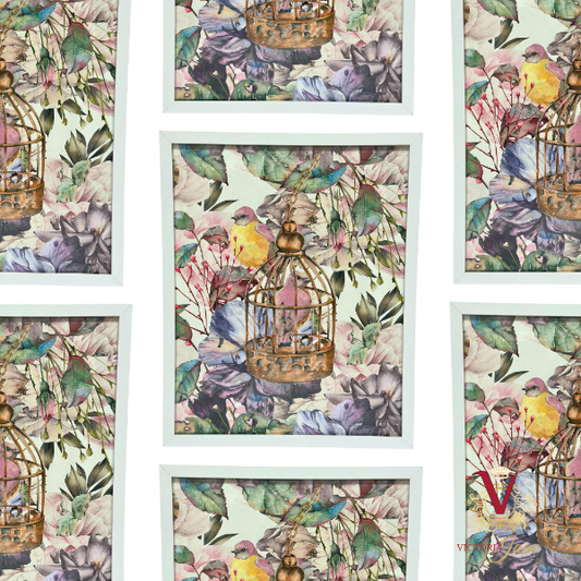 Bird Cage Blsuh Framed Art repeated