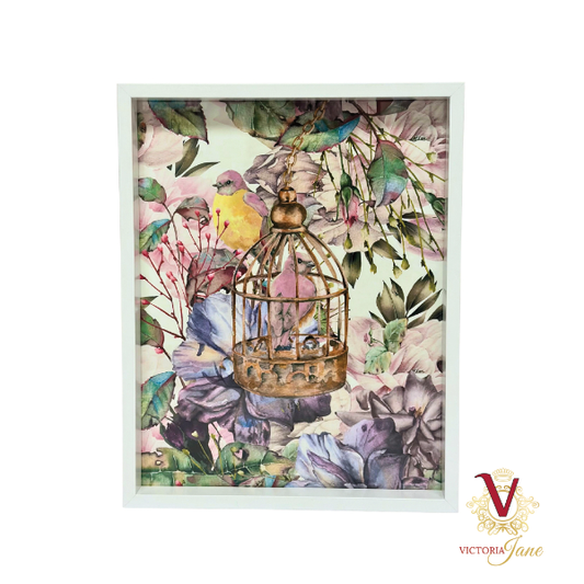 Bird Cage Blush Box Framed Art