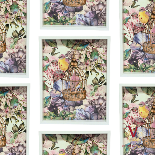 Bird Cage Blush Box Framed Art repeated