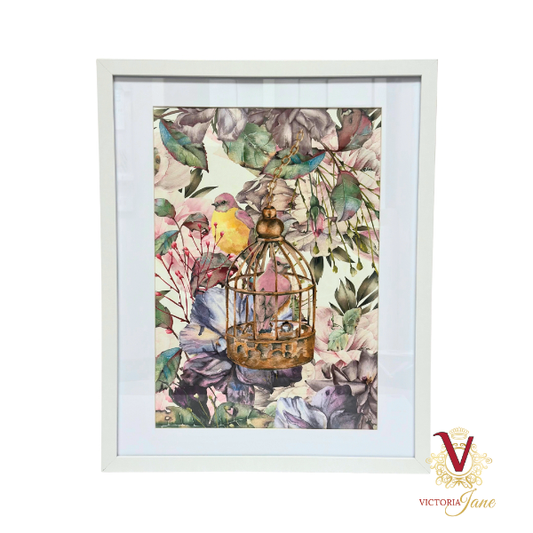 Bird Cage Blush Framed Edge Art