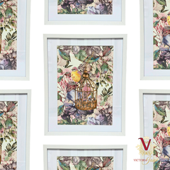 Bird Cage Blush Framed Edge Art repeated