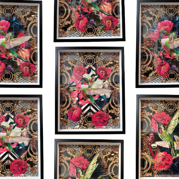 Birds in Blossom Art Bundle repeated