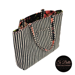 si belle collections Black Flower Tote inside