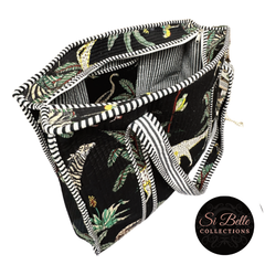 si belle collections Black Zipped Designer Tote open
