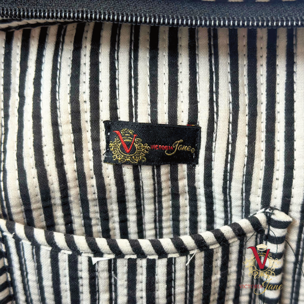 Black Forest Zipped Designer Carry All Tote Bag label close up