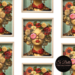 Blonde Flower Power Framed Art repeated on wall
