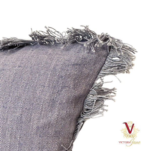 Blue Grey Linen Cushion Cover corner