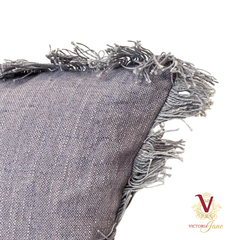 Blue Grey Linen Cushion Cover corner