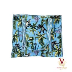 Blue Monkey Zipped Designer Carry All Tote Bag