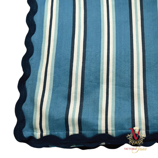 si belle collections blue stripe table cloth corner